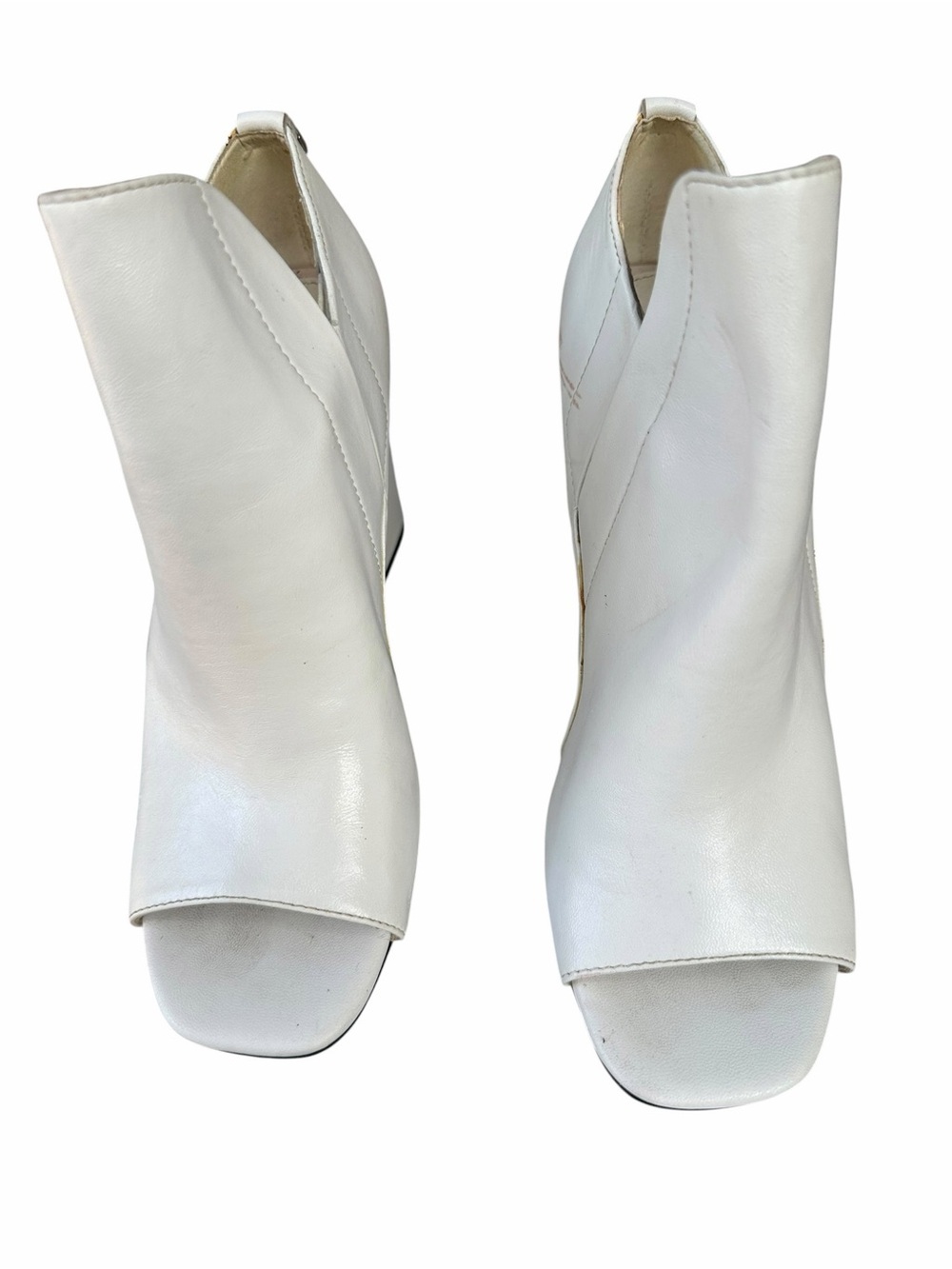 Calvin Klein White Peep-Toe Ankle Block Heels